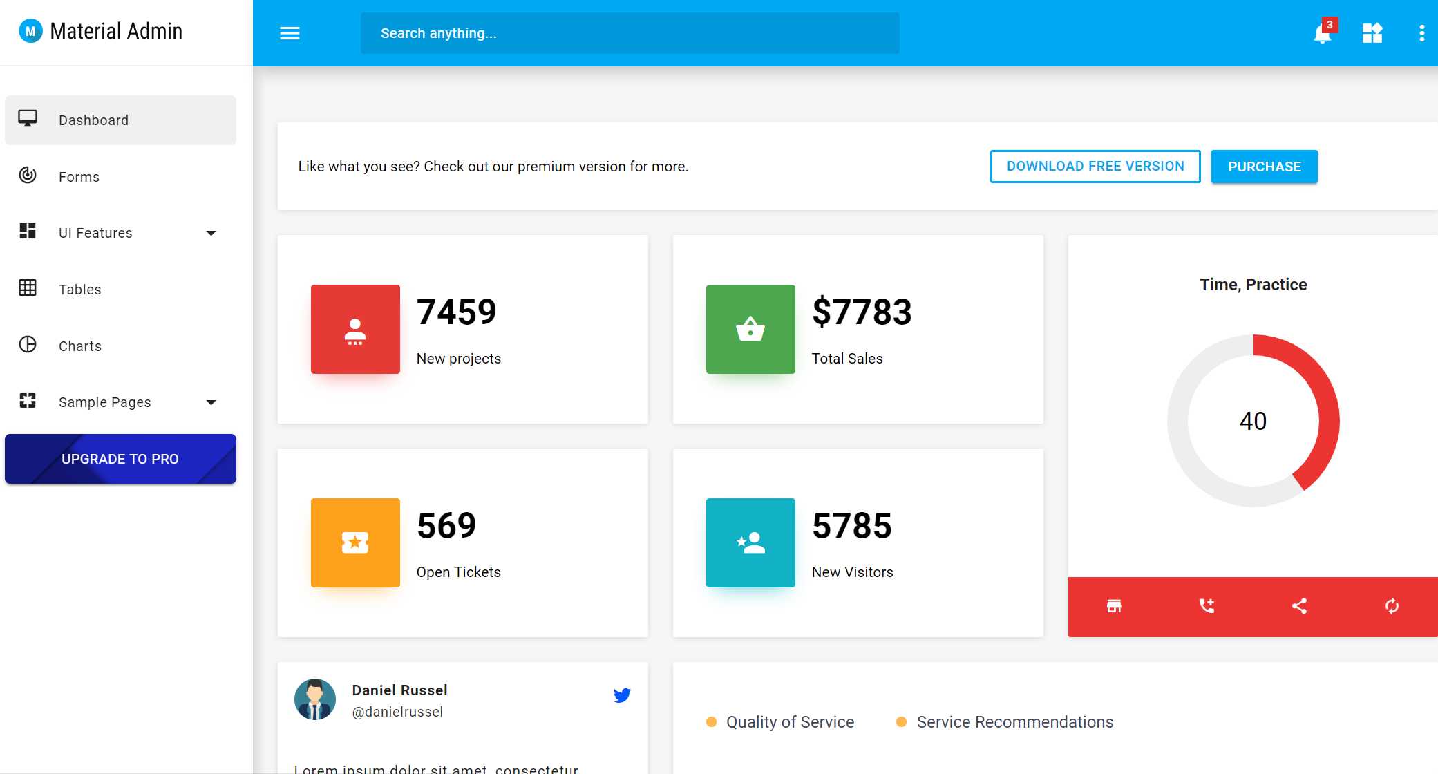 Material Admin –Admin Board Example