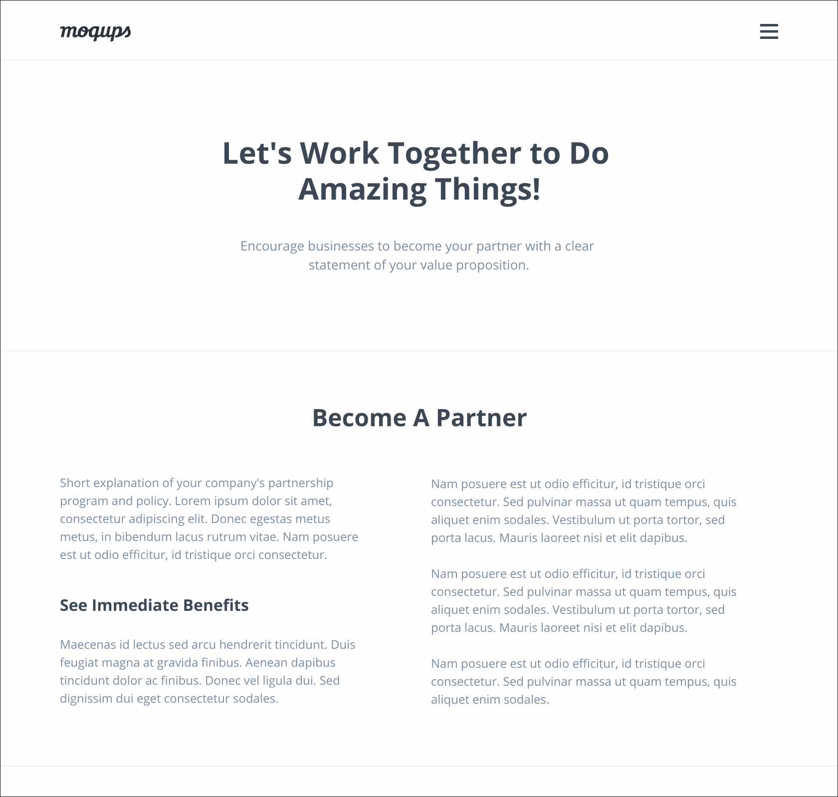 Partnership page template