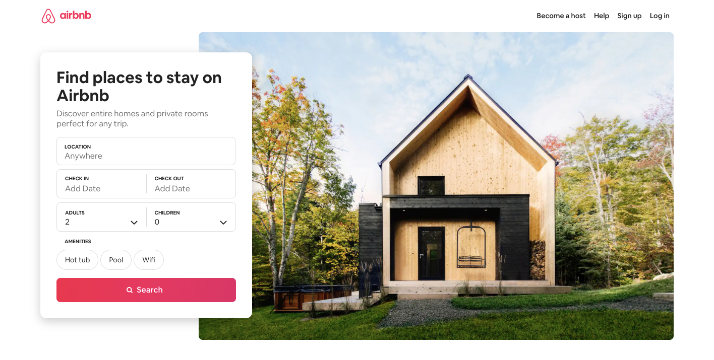 Airbnb homepage UX design